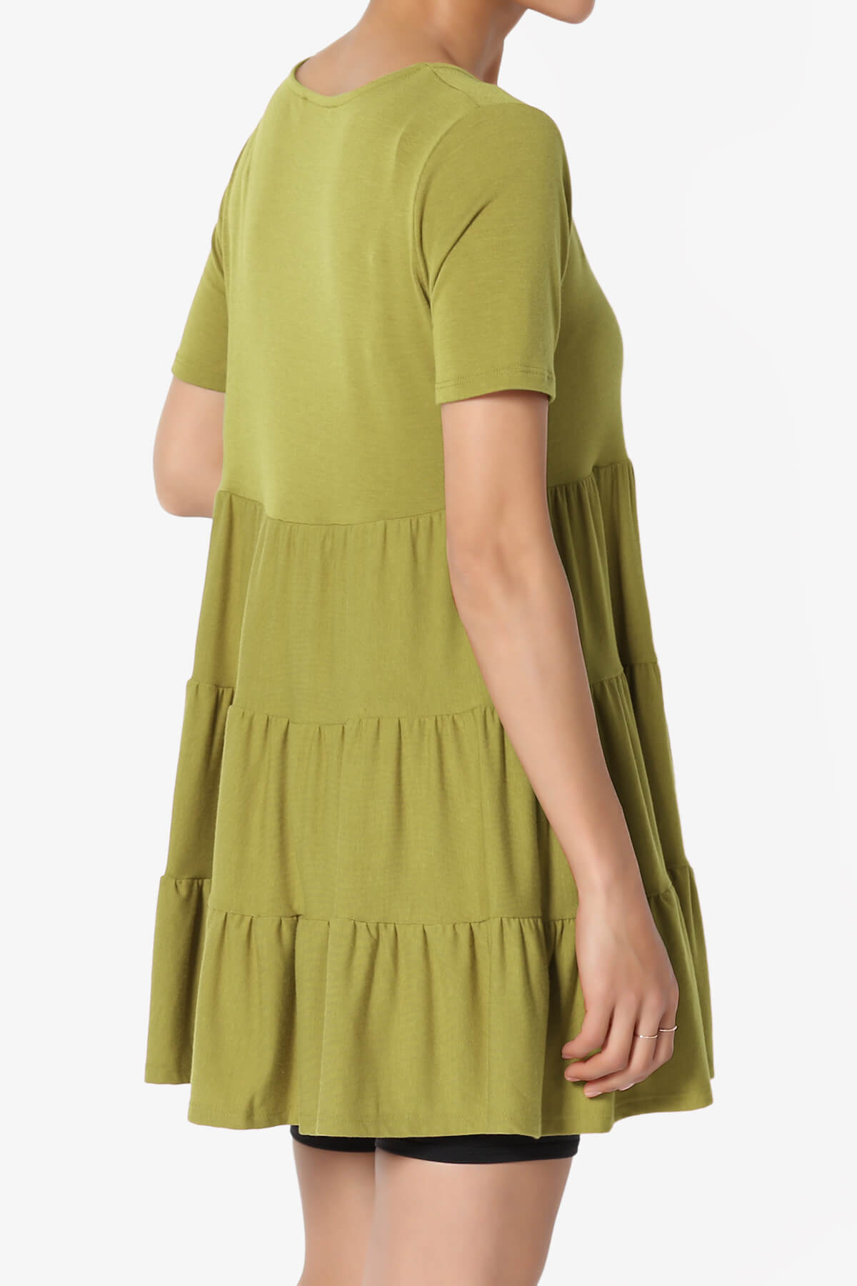 Maiika Short Sleeve Tiered Ruffle Tunic OLIVE MUSTARD_4