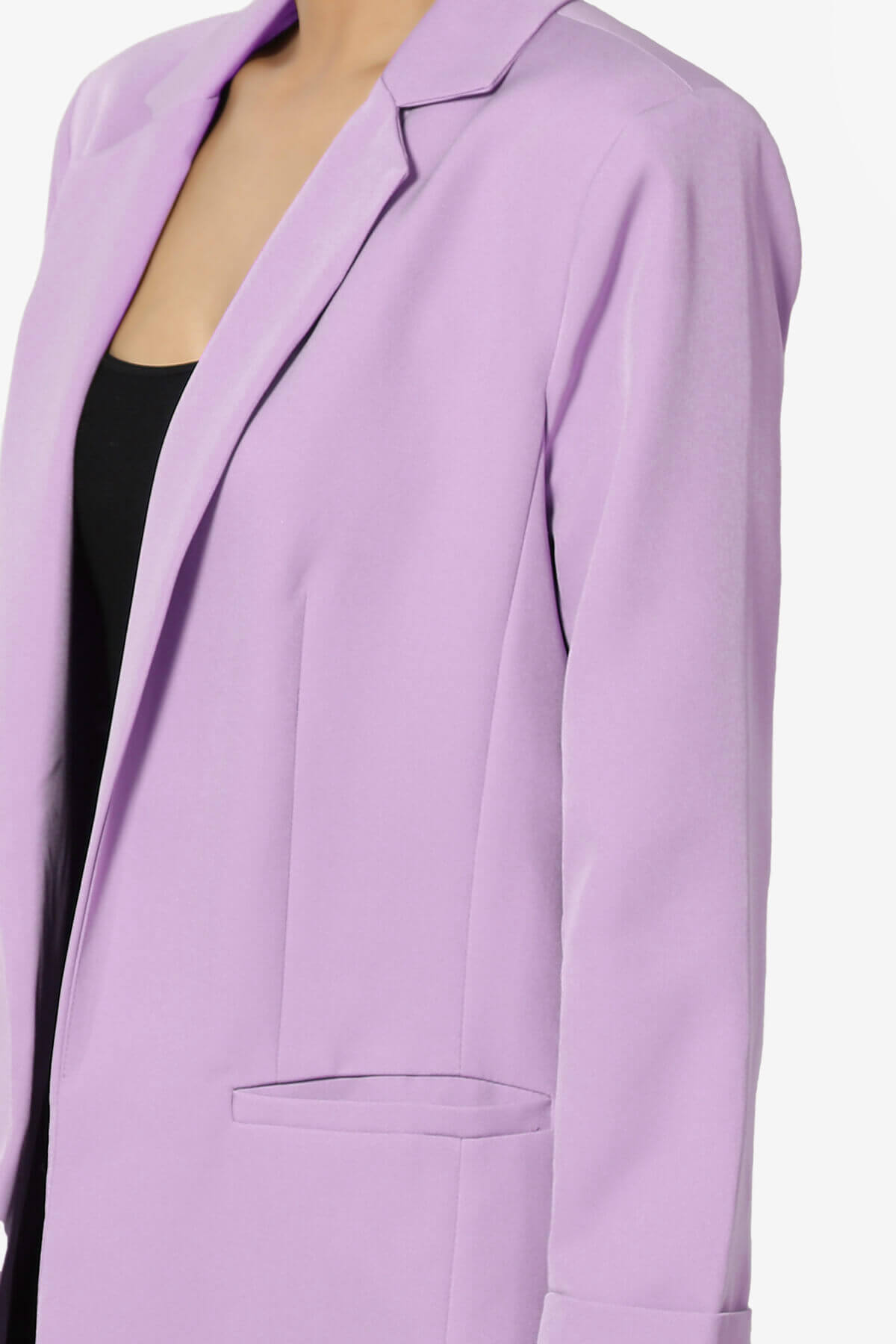 Malory Cuffed Sleeve Open Front Blazer BRIGHT LAVENDER_5