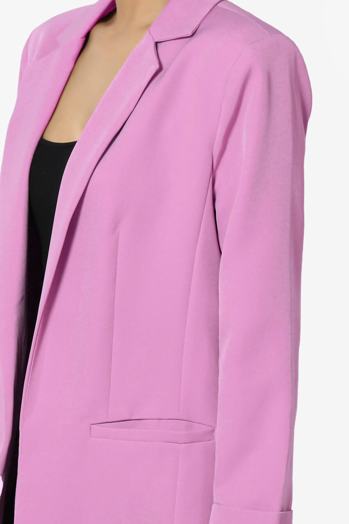 Malory Cuffed Sleeve Open Front Blazer BRIGHT MAUVE_5