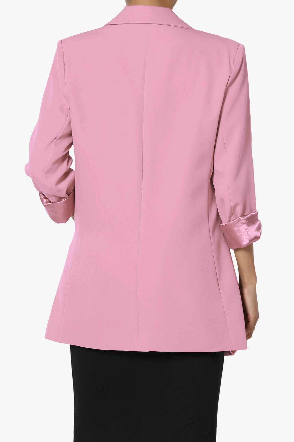Malory Cuffed Sleeve Open Front Blazer CANDY PINK_2
