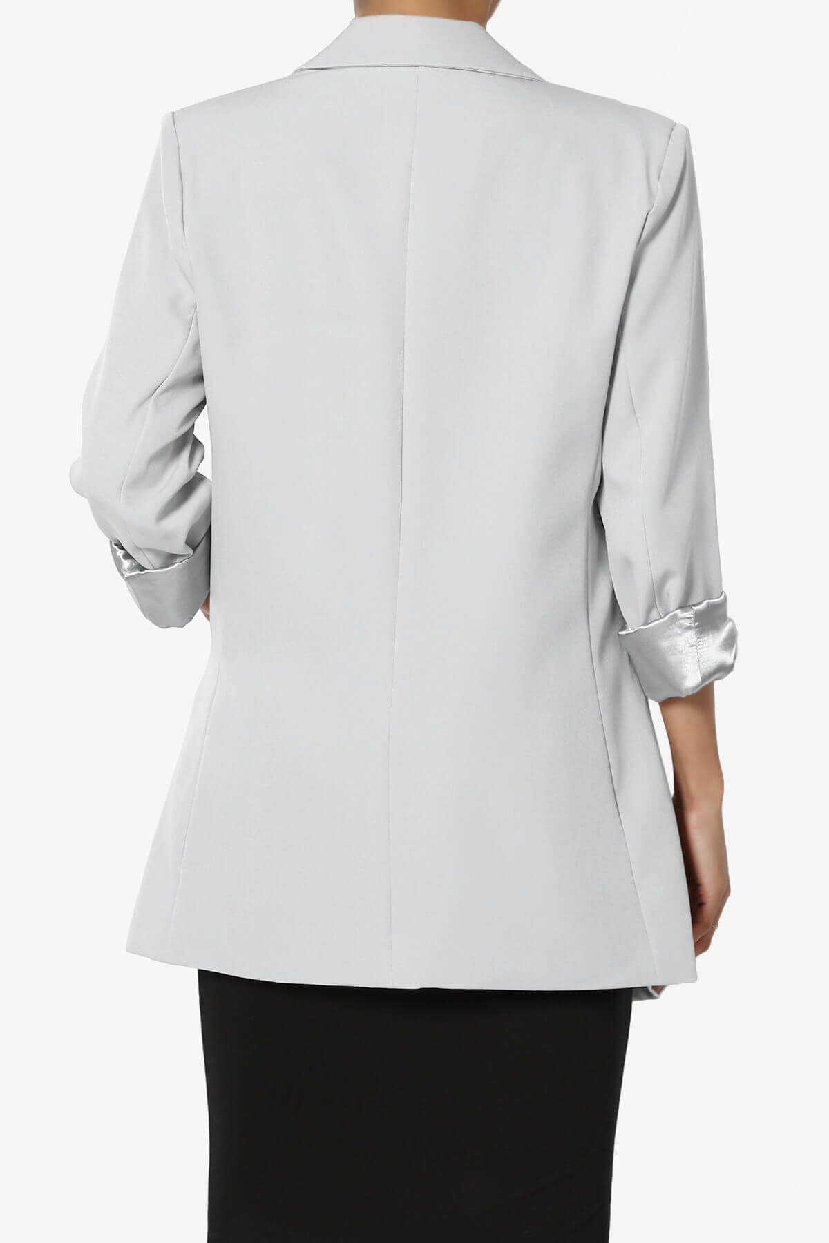 Malory Cuffed Sleeve Open Front Blazer LIGHT GREY_2