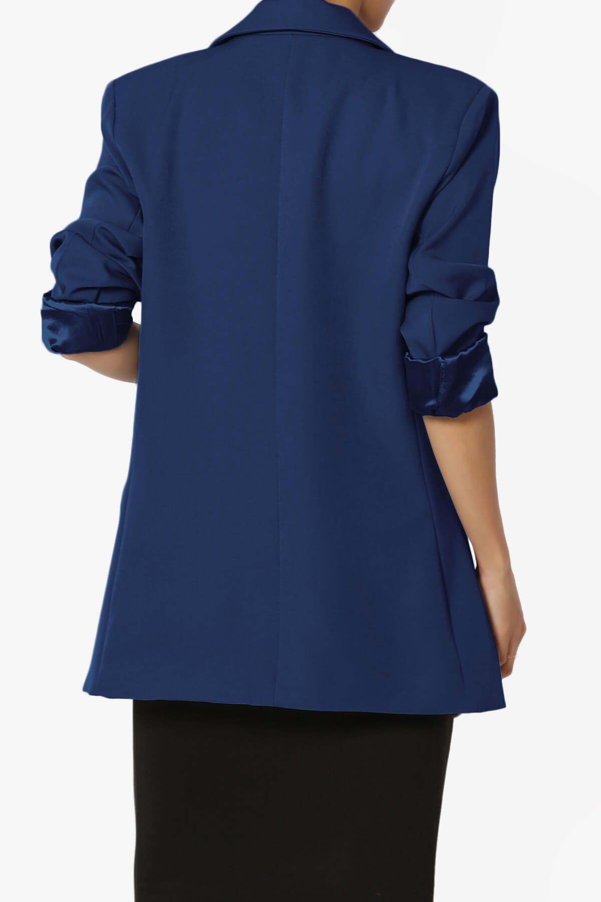 Malory Cuffed Sleeve Open Front Blazer LIGHT NAVY_2