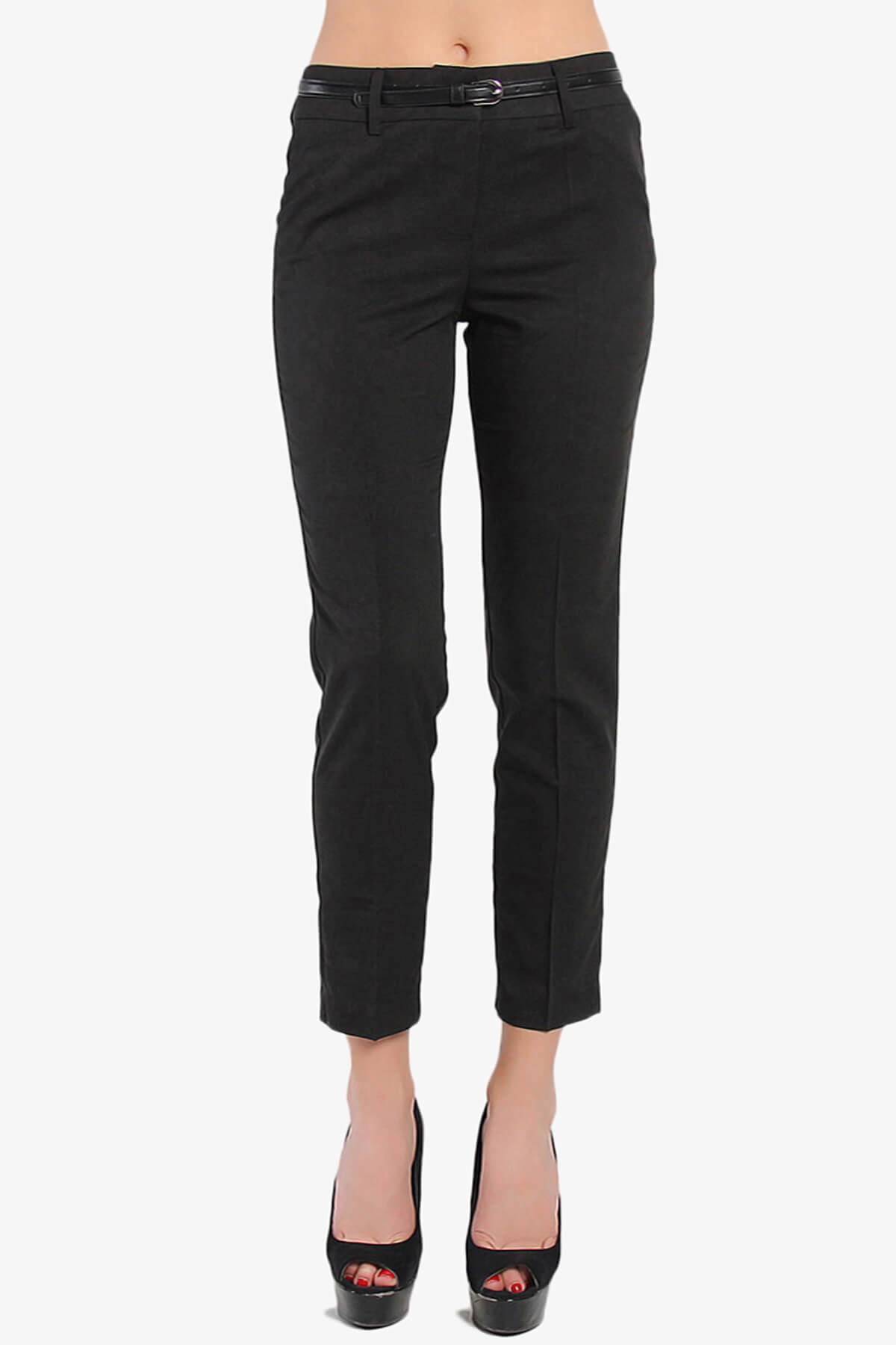 Manon Belted Ankle Trouser Pants BLACK_1