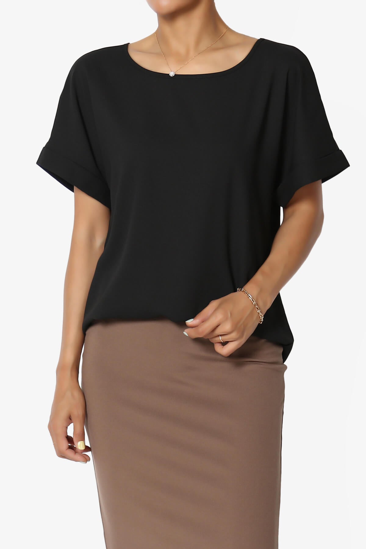 Load image into Gallery viewer, Marla Lightweight Woven Dolman Top BLACK_1
