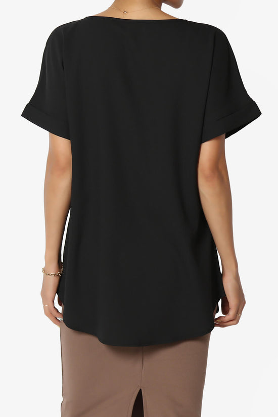 Load image into Gallery viewer, Marla Lightweight Woven Dolman Top BLACK_2

