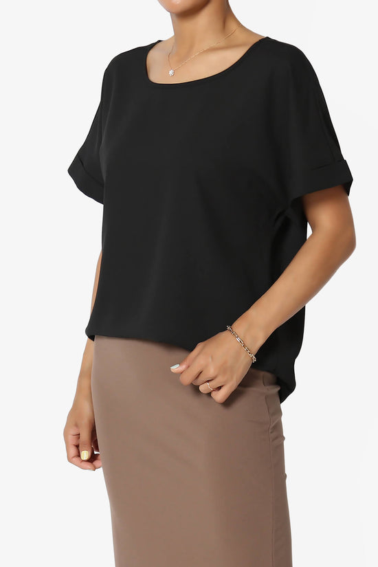 Load image into Gallery viewer, Marla Lightweight Woven Dolman Top BLACK_3
