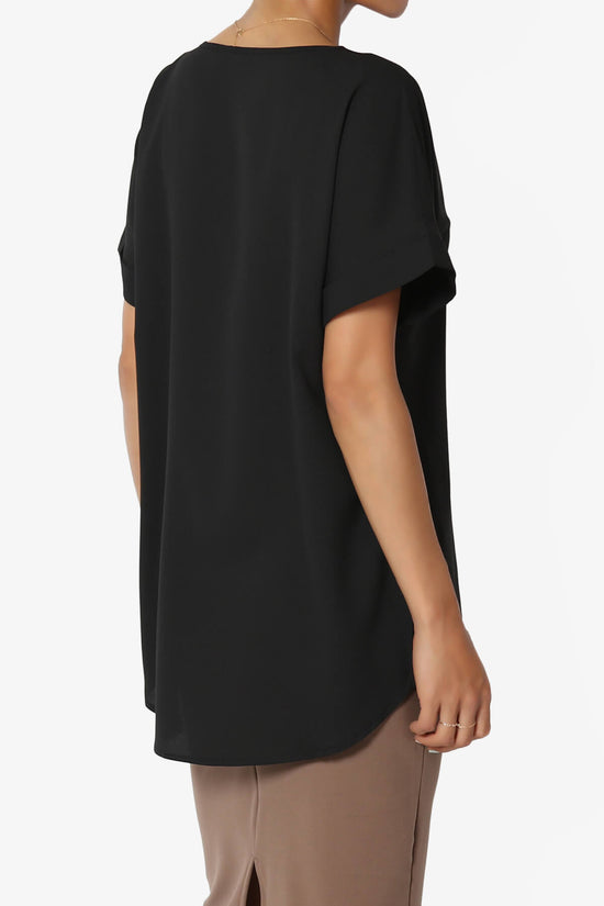 Load image into Gallery viewer, Marla Lightweight Woven Dolman Top BLACK_4
