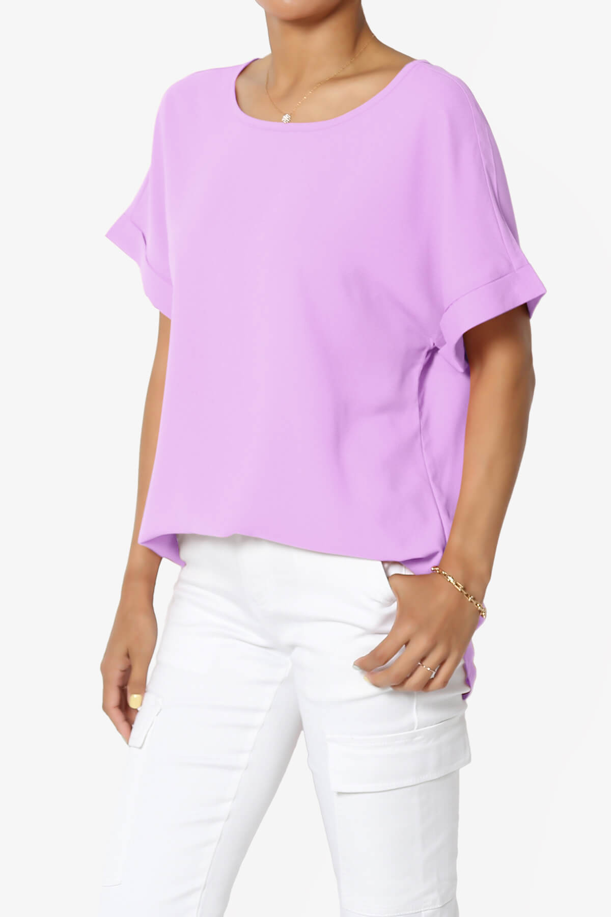 Load image into Gallery viewer, Marla Lightweight Woven Dolman Top BRIGHT LAVENDER_3
