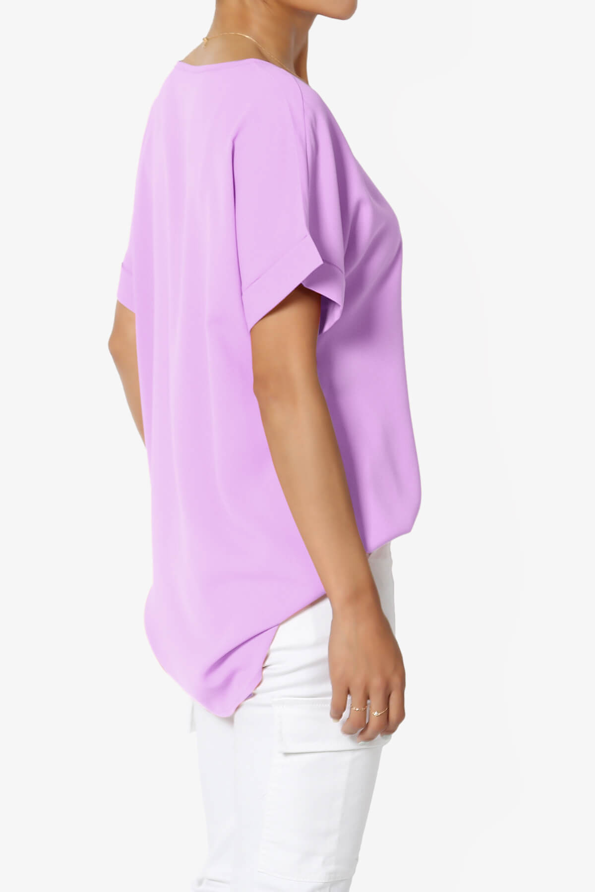 Load image into Gallery viewer, Marla Lightweight Woven Dolman Top BRIGHT LAVENDER_4
