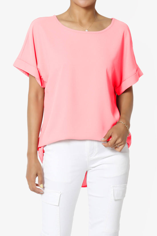 Load image into Gallery viewer, Marla Lightweight Woven Dolman Top BRIGHT PINK_1
