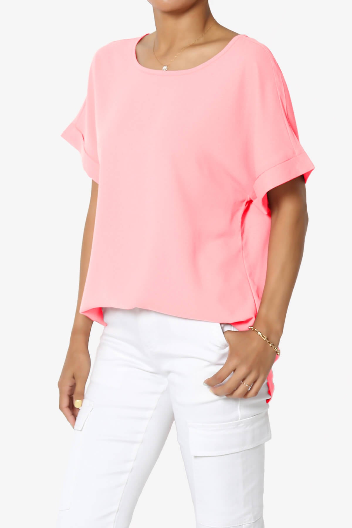 Load image into Gallery viewer, Marla Lightweight Woven Dolman Top BRIGHT PINK_3
