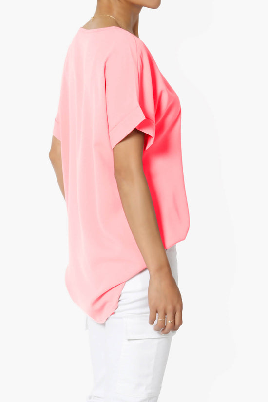 Load image into Gallery viewer, Marla Lightweight Woven Dolman Top BRIGHT PINK_4
