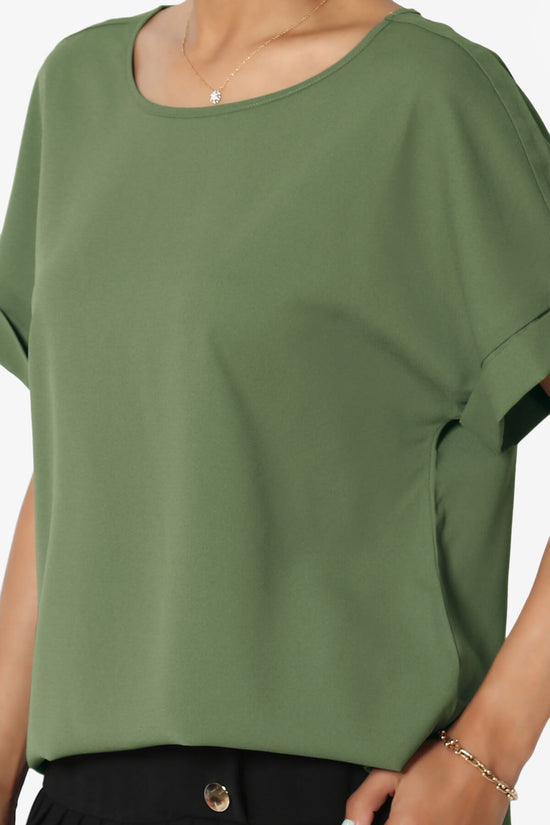 Load image into Gallery viewer, Marla Lightweight Woven Dolman Top DUSTY OLIVE_5

