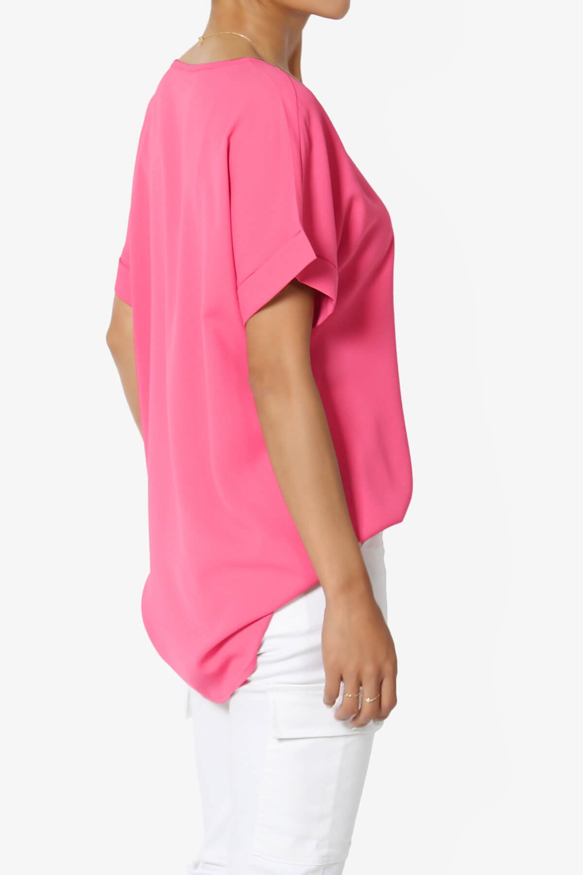 Load image into Gallery viewer, Marla Lightweight Woven Dolman Top FUCHSIA_4
