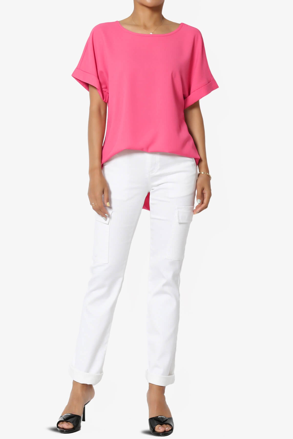 Load image into Gallery viewer, Marla Lightweight Woven Dolman Top FUCHSIA_6
