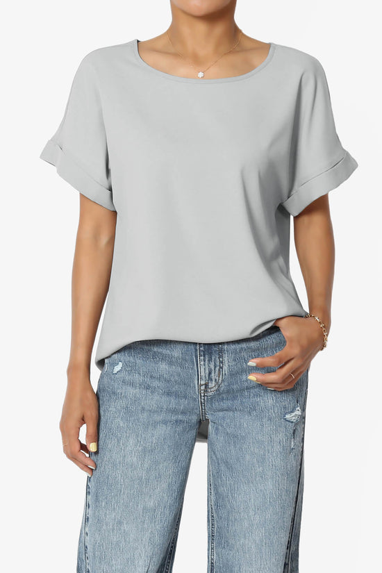 Load image into Gallery viewer, Marla Lightweight Woven Dolman Top LIGHT GREY_1
