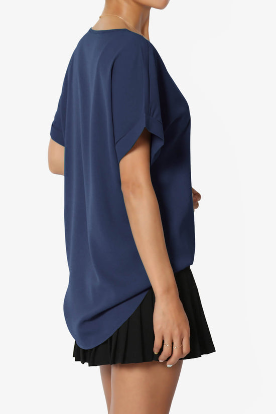 Load image into Gallery viewer, Marla Lightweight Woven Dolman Top LIGHT NAVY_4
