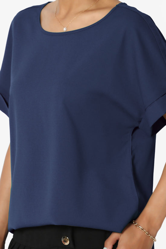 Load image into Gallery viewer, Marla Lightweight Woven Dolman Top LIGHT NAVY_5
