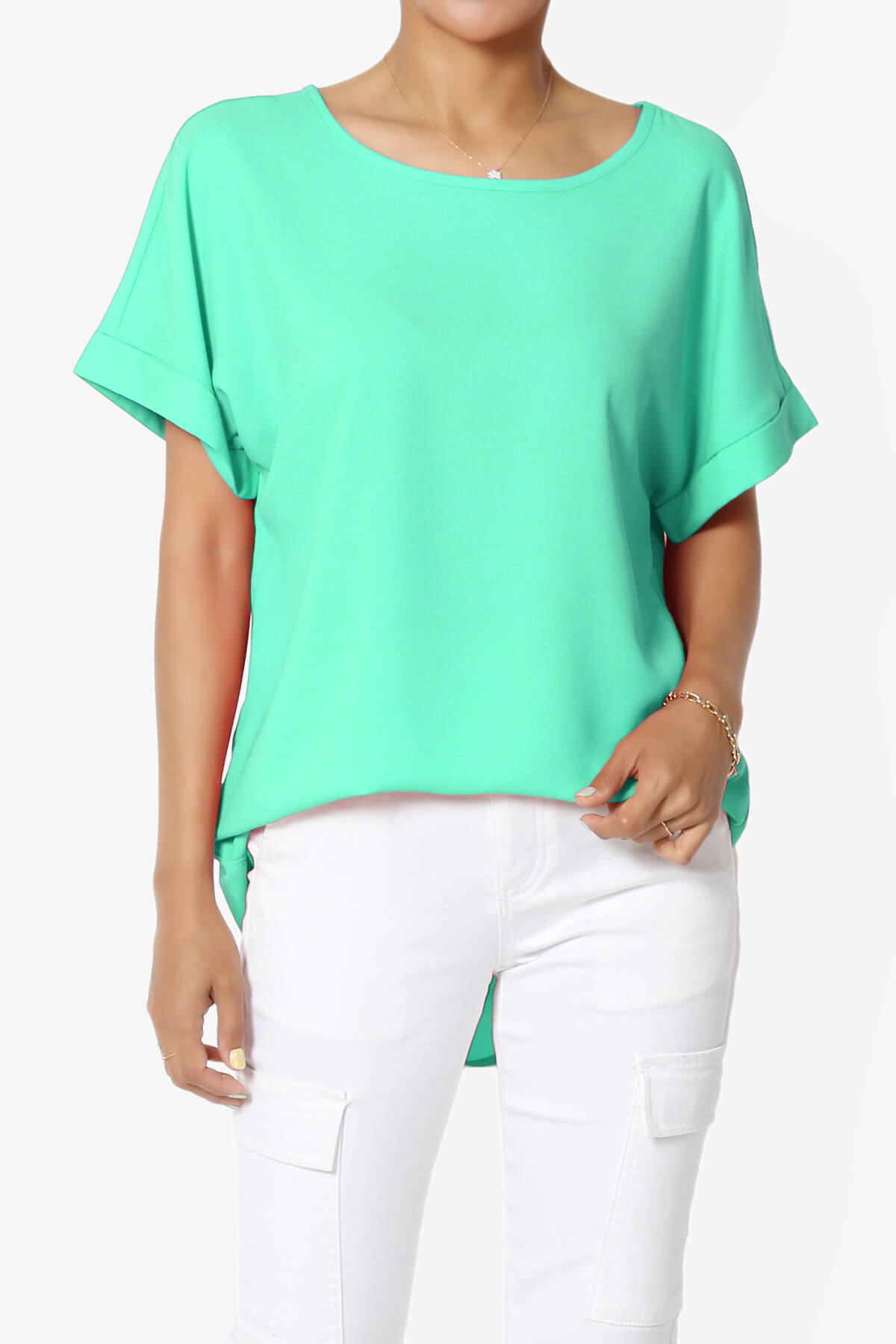 Load image into Gallery viewer, Marla Lightweight Woven Dolman Top MINT_1
