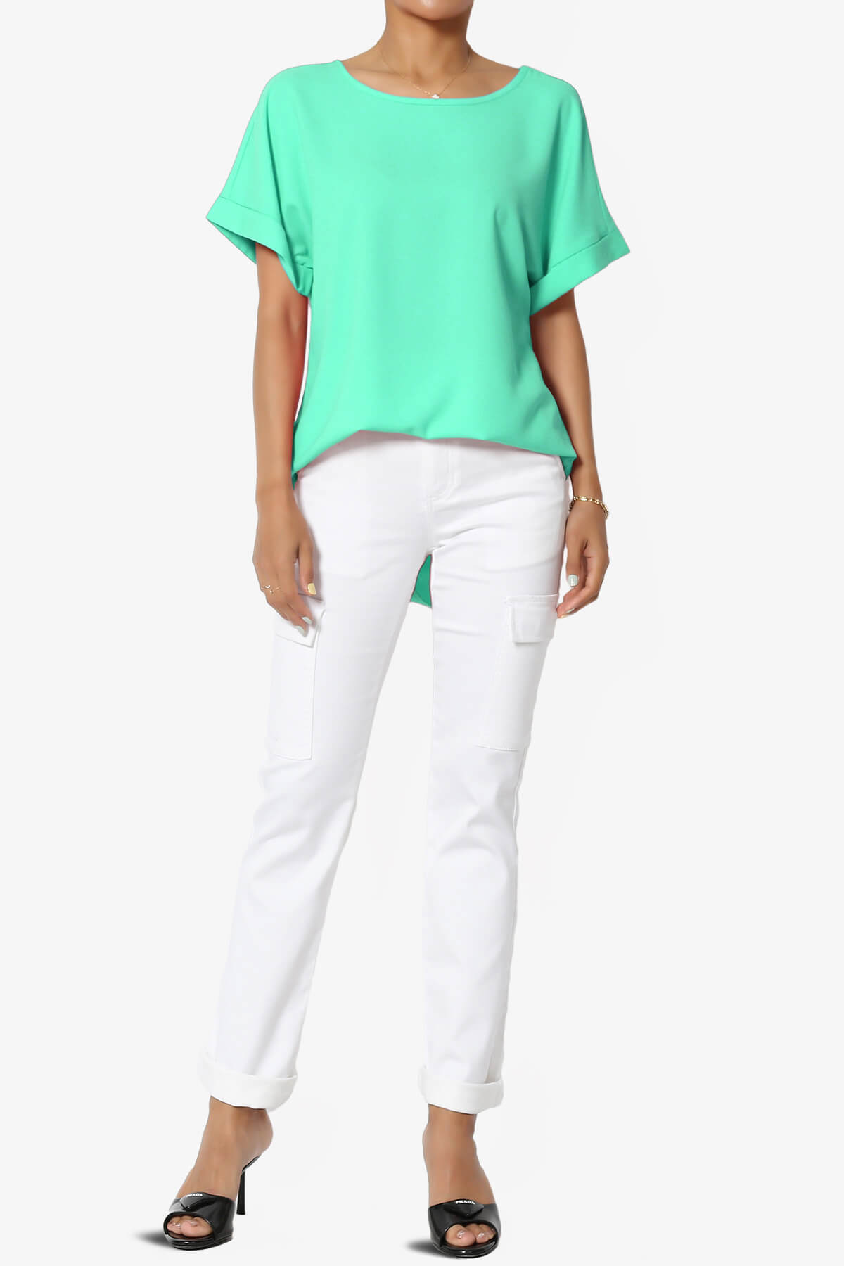 Load image into Gallery viewer, Marla Lightweight Woven Dolman Top MINT_6
