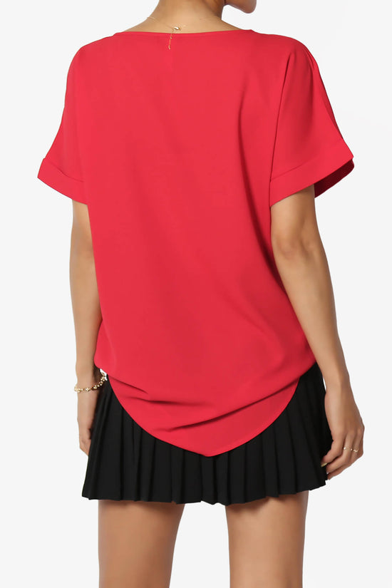 Load image into Gallery viewer, Marla Lightweight Woven Dolman Top RED_2
