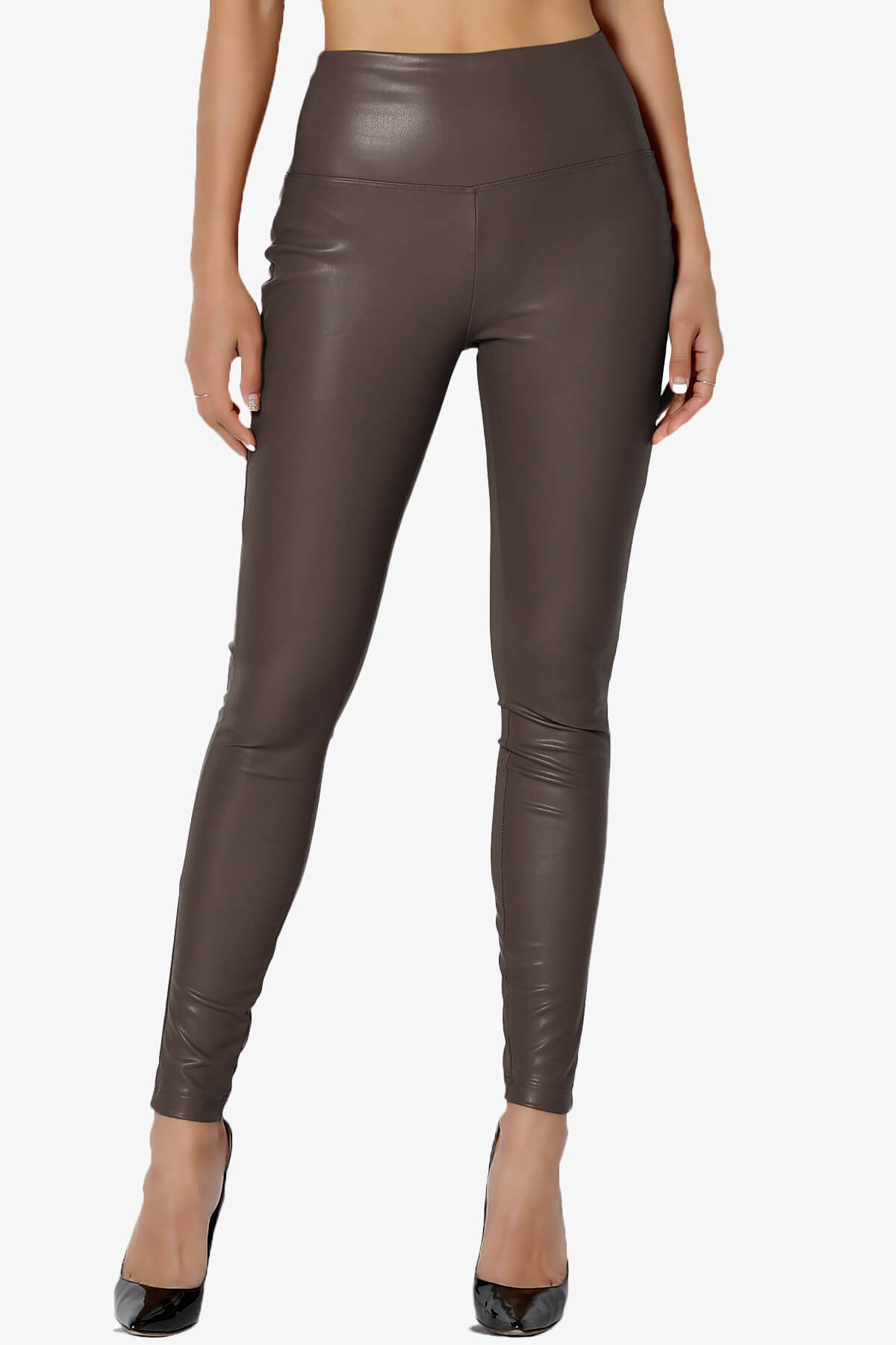 Mayari High Rise Faux Leather Leggings BROWN_1