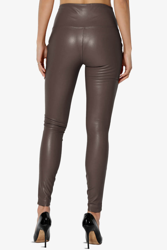 Mayari High Rise Faux Leather Leggings BROWN_2