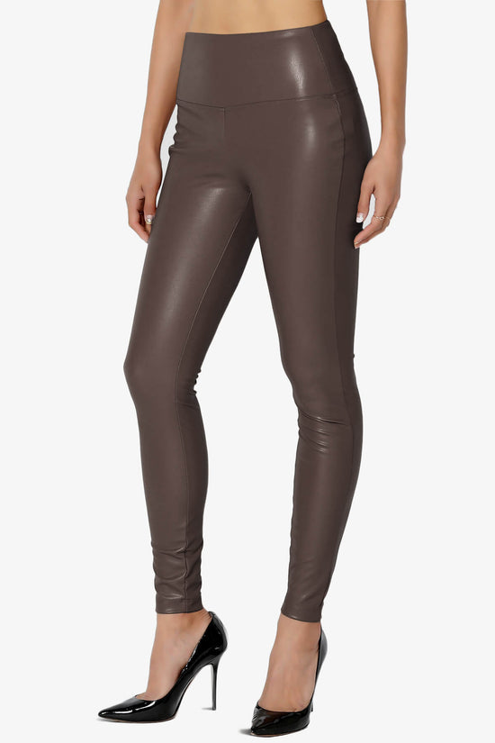 Mayari High Rise Faux Leather Leggings BROWN_3