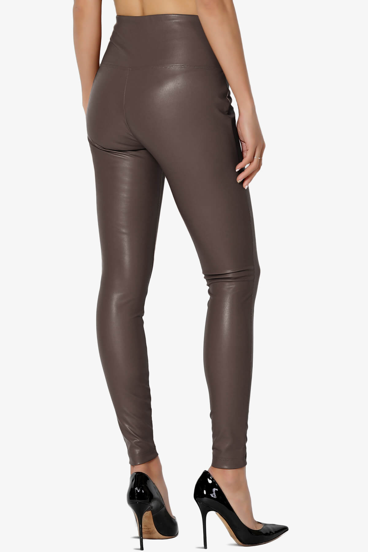 Mayari High Rise Faux Leather Leggings BROWN_4