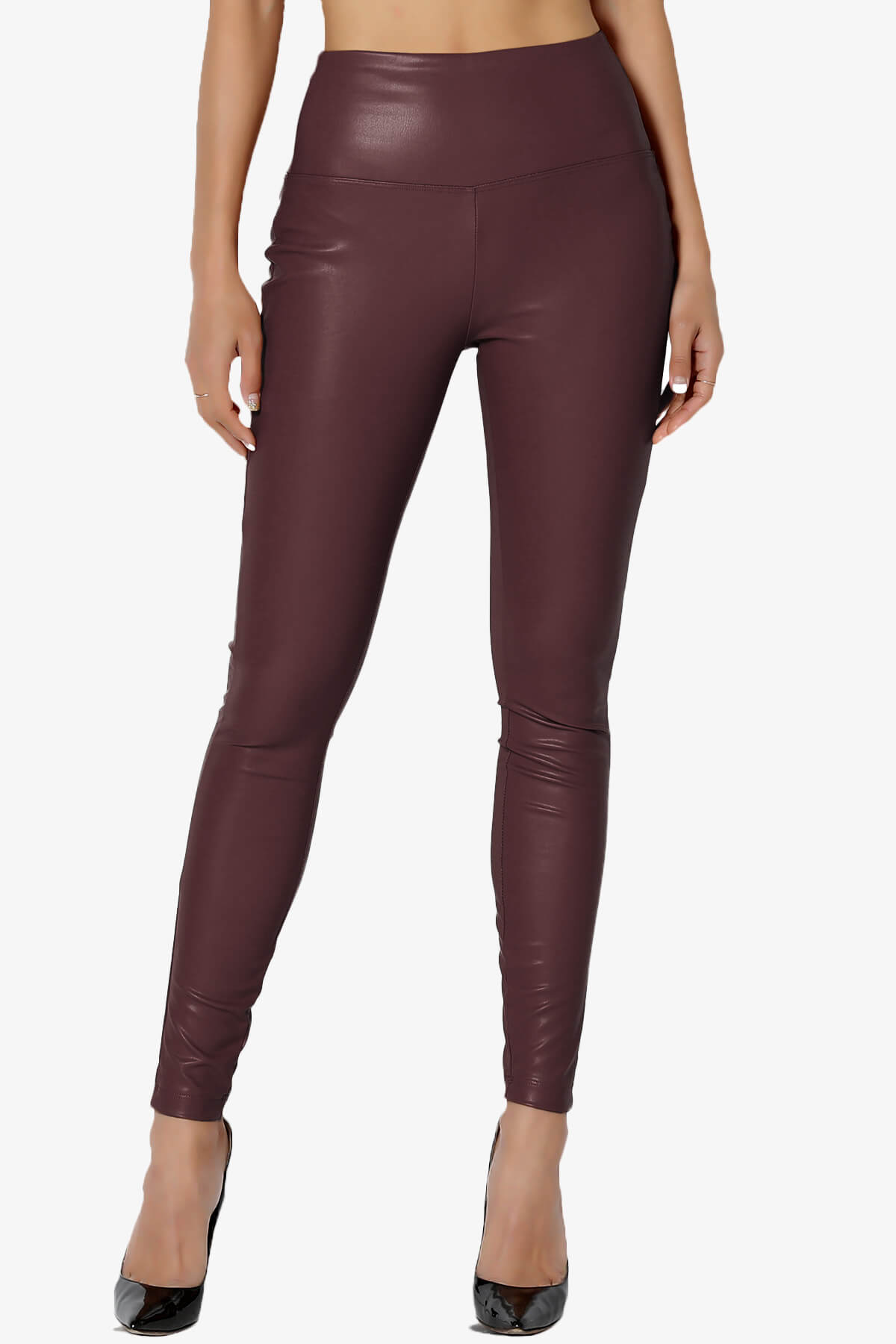 Mayari High Rise Faux Leather Leggings DARK BURGUNDY_1