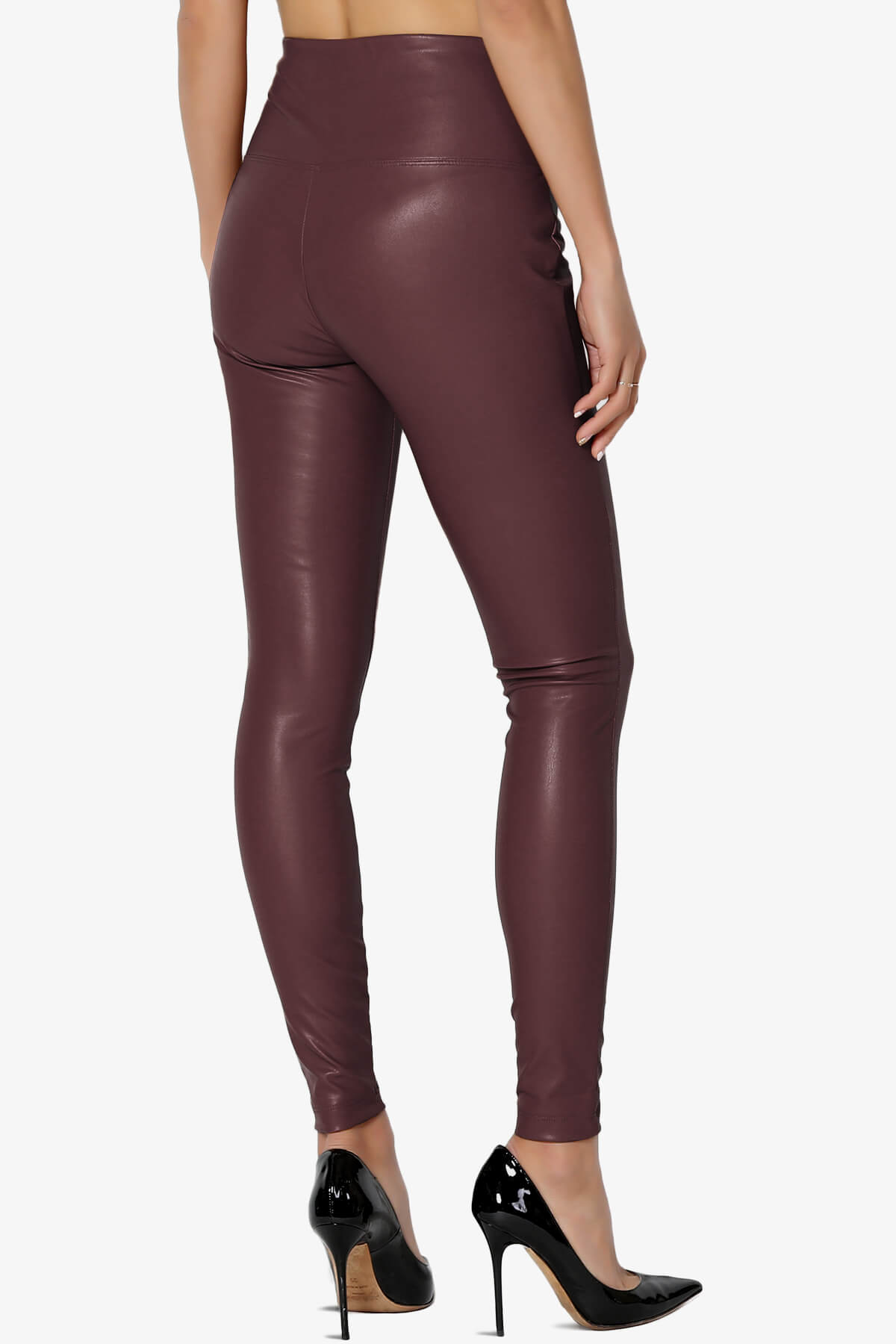 Mayari High Rise Faux Leather Leggings DARK BURGUNDY_4