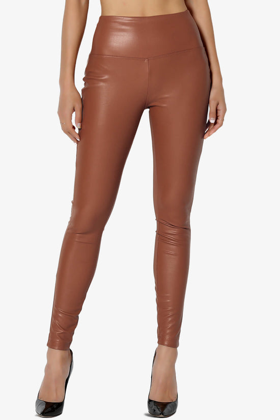 Mayari High Rise Faux Leather Leggings DARK CAMEL_1