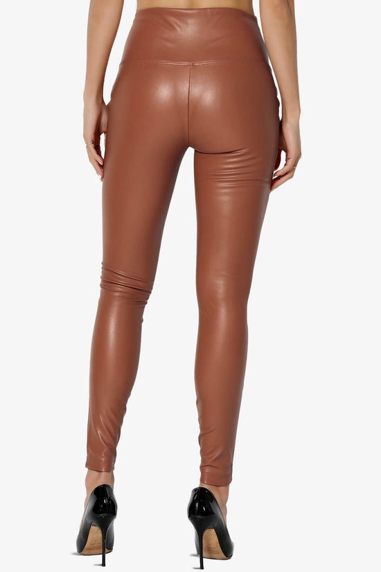 Mayari High Rise Faux Leather Leggings DARK CAMEL_2