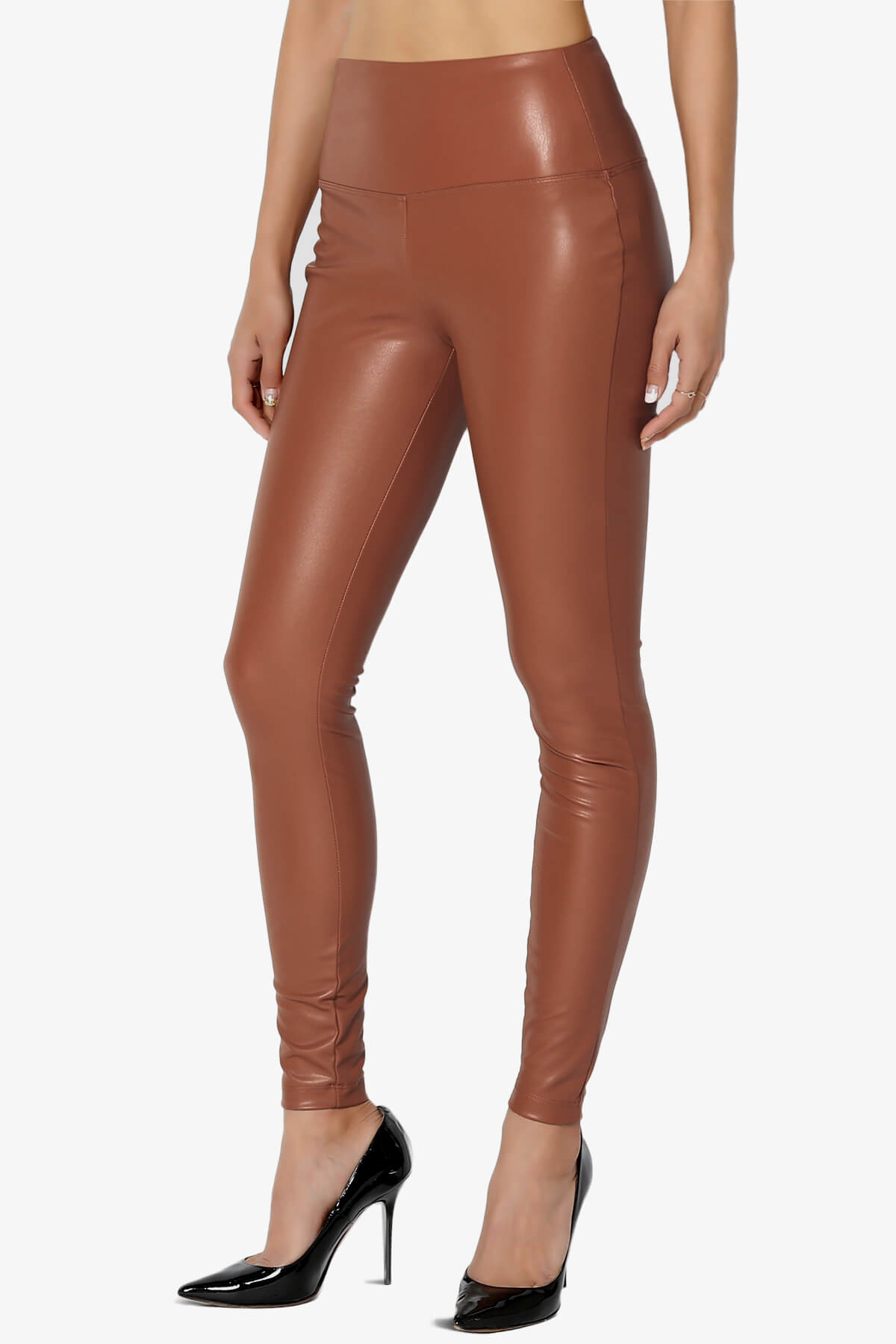 Mayari High Rise Faux Leather Leggings DARK CAMEL_3