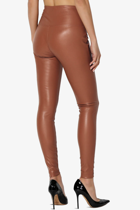 Mayari High Rise Faux Leather Leggings DARK CAMEL_4