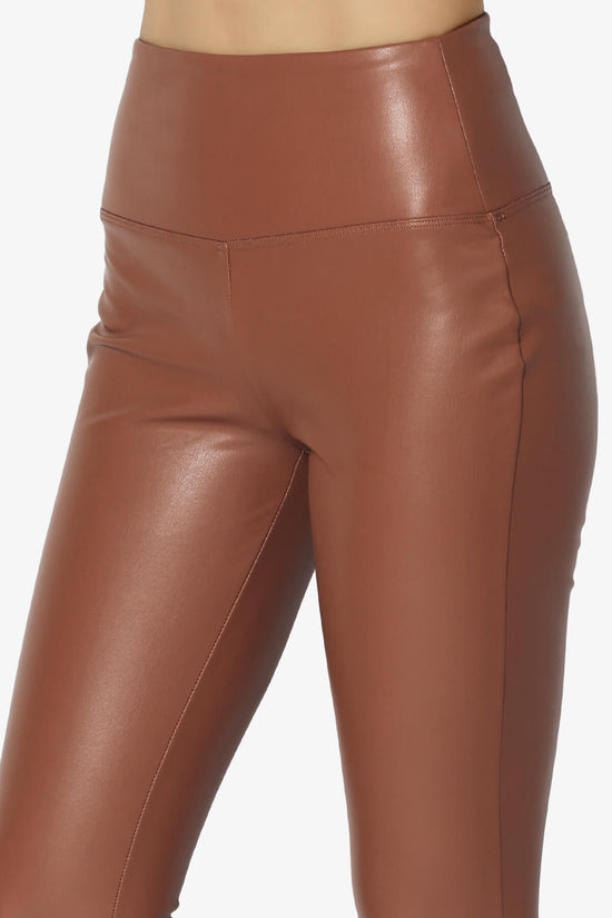 Mayari High Rise Faux Leather Leggings DARK CAMEL_5