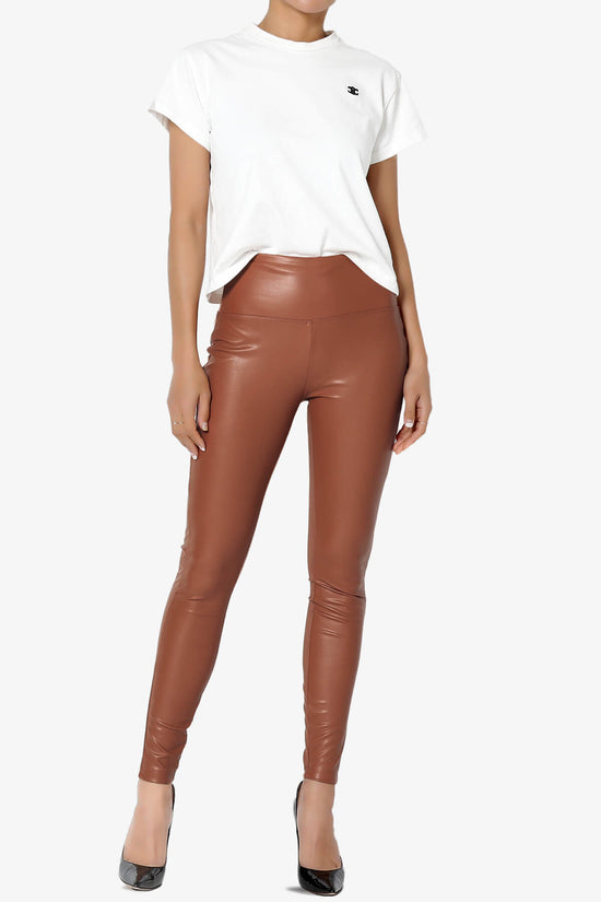 Mayari High Rise Faux Leather Leggings DARK CAMEL_6