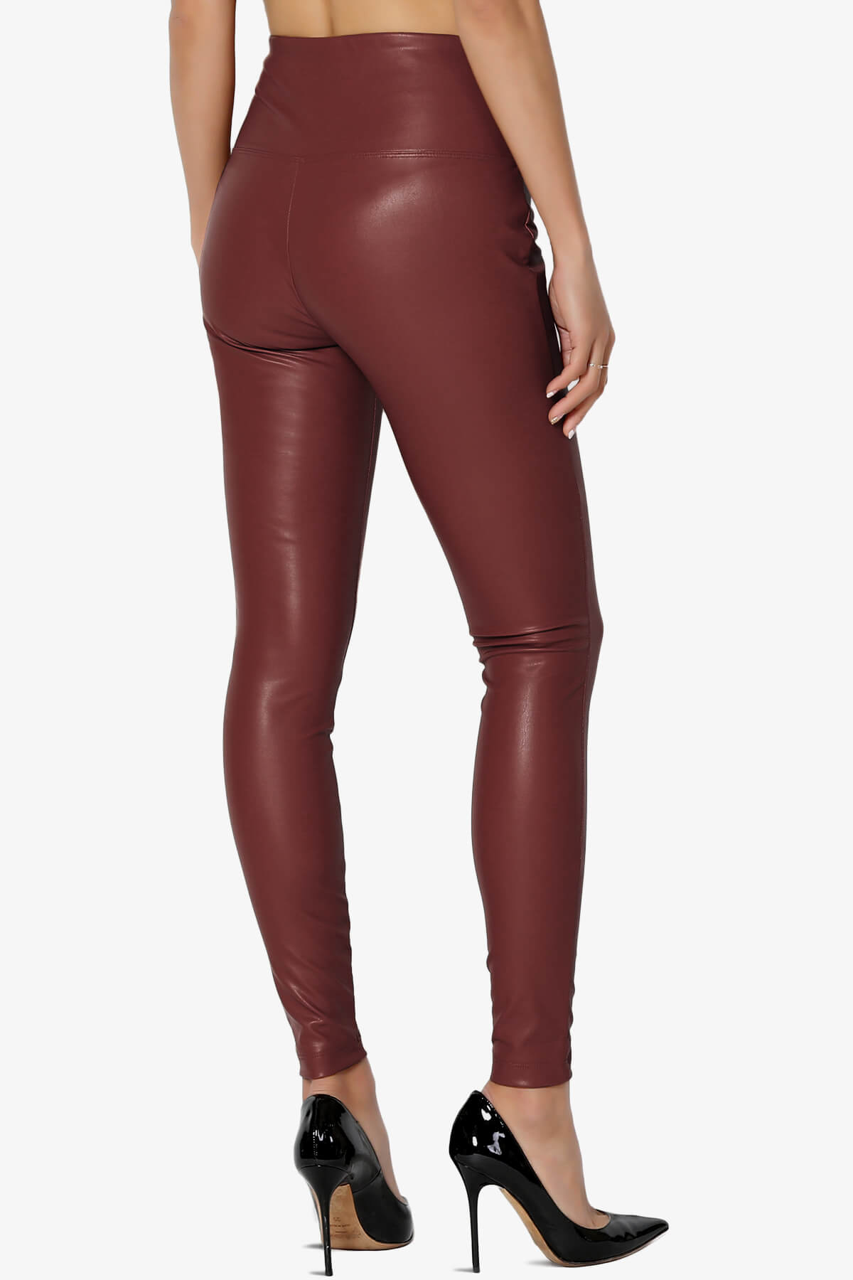 Mayari High Rise Faux Leather Leggings DARK RUST_4