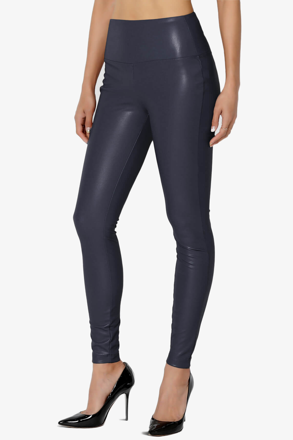 Mayari High Rise Faux Leather Leggings NAVY_3