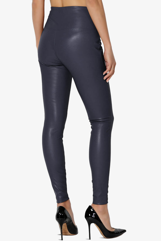 Mayari High Rise Faux Leather Leggings NAVY_4