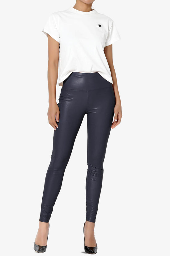 Mayari High Rise Faux Leather Leggings NAVY_6