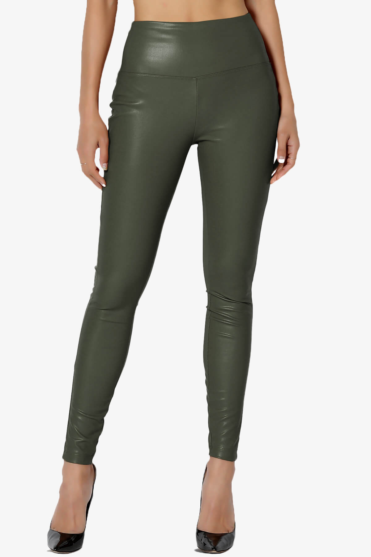 Mayari High Rise Faux Leather Leggings OLIVE_1