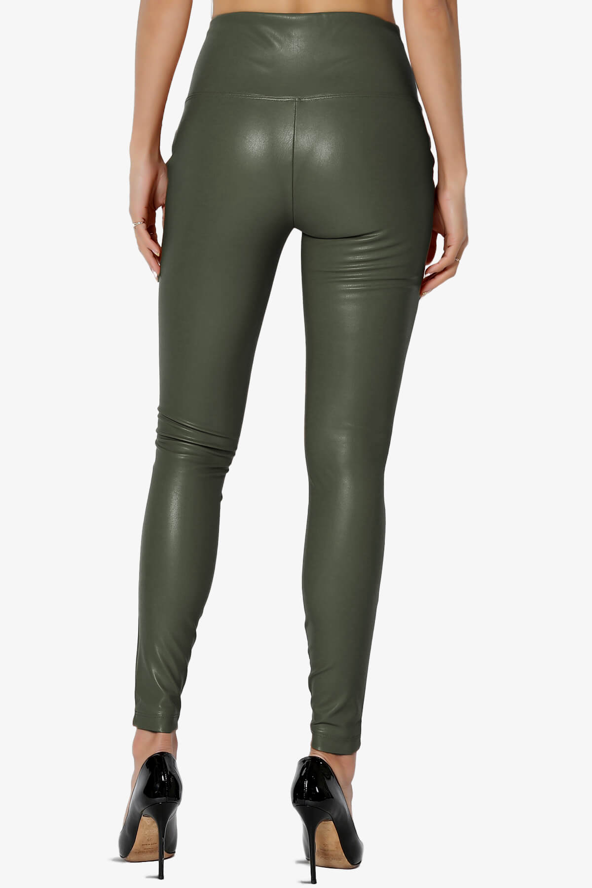 Mayari High Rise Faux Leather Leggings OLIVE_2