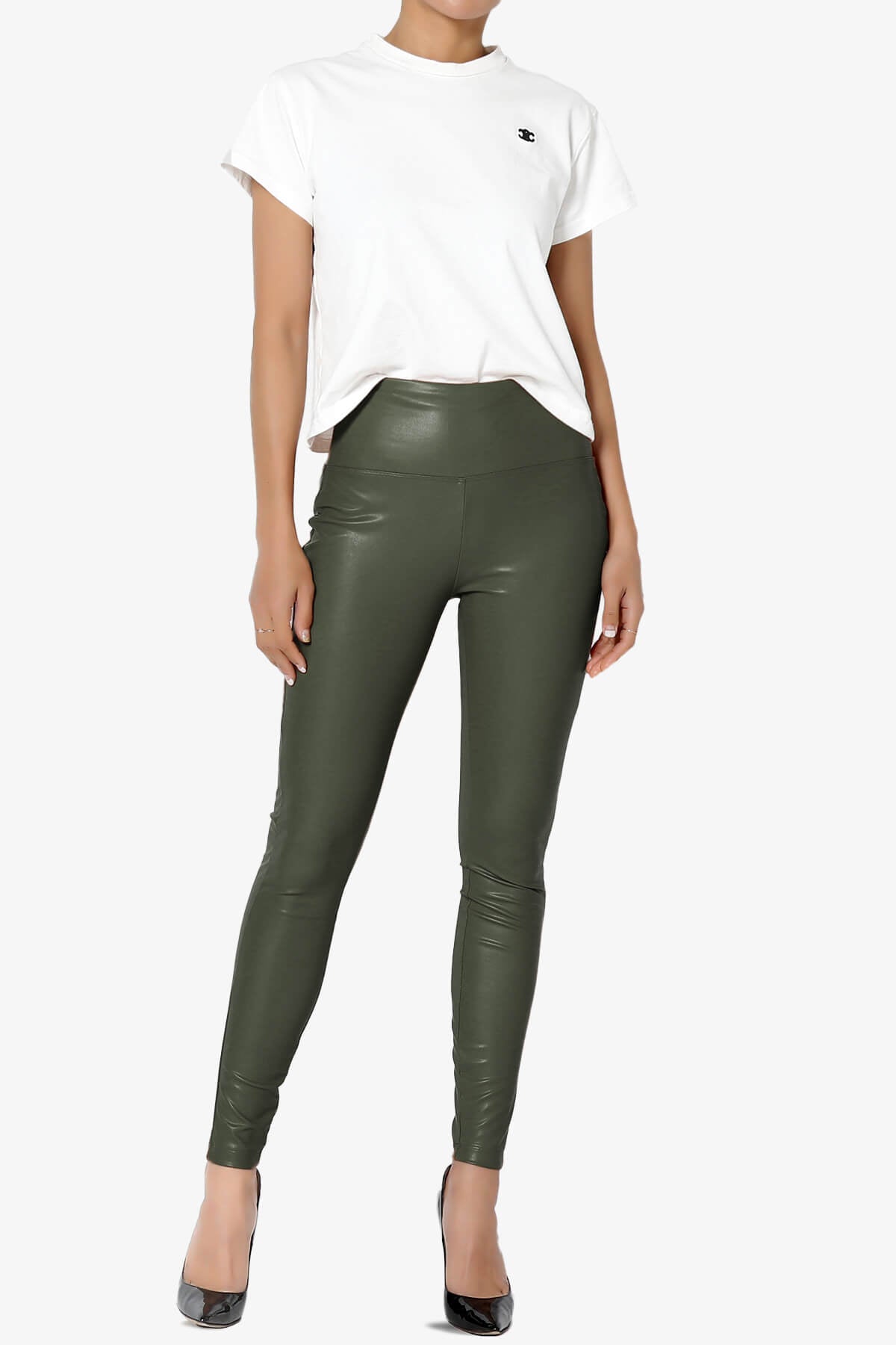 Mayari High Rise Faux Leather Leggings OLIVE_6