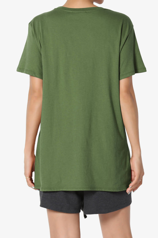 Load image into Gallery viewer, Mayra O Neck Cotton Boyfriend Tee ARMY GREEN_2
