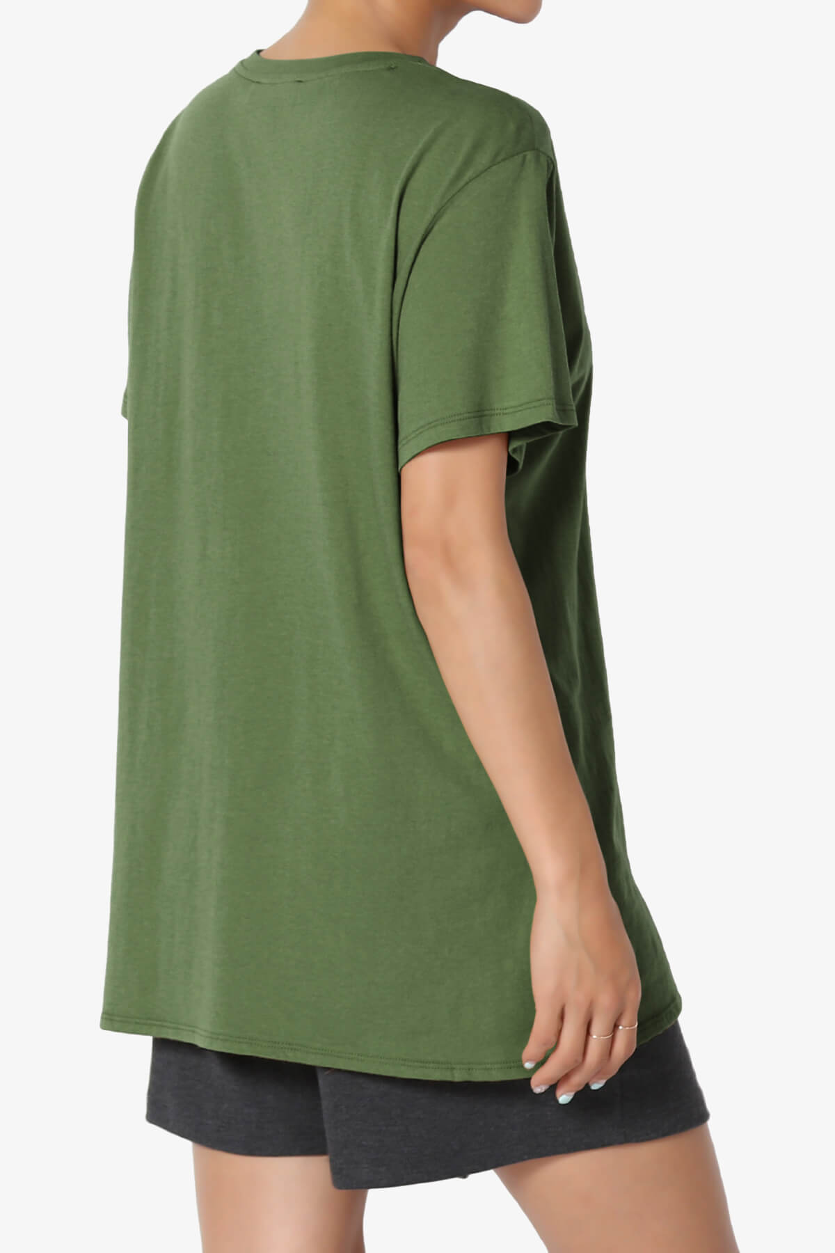 Load image into Gallery viewer, Mayra O Neck Cotton Boyfriend Tee ARMY GREEN_4
