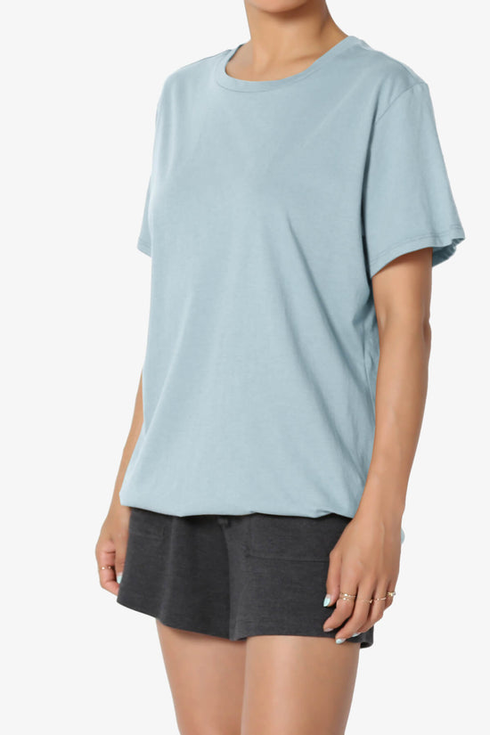 Load image into Gallery viewer, Mayra O Neck Cotton Boyfriend Tee ASH BLUE_3

