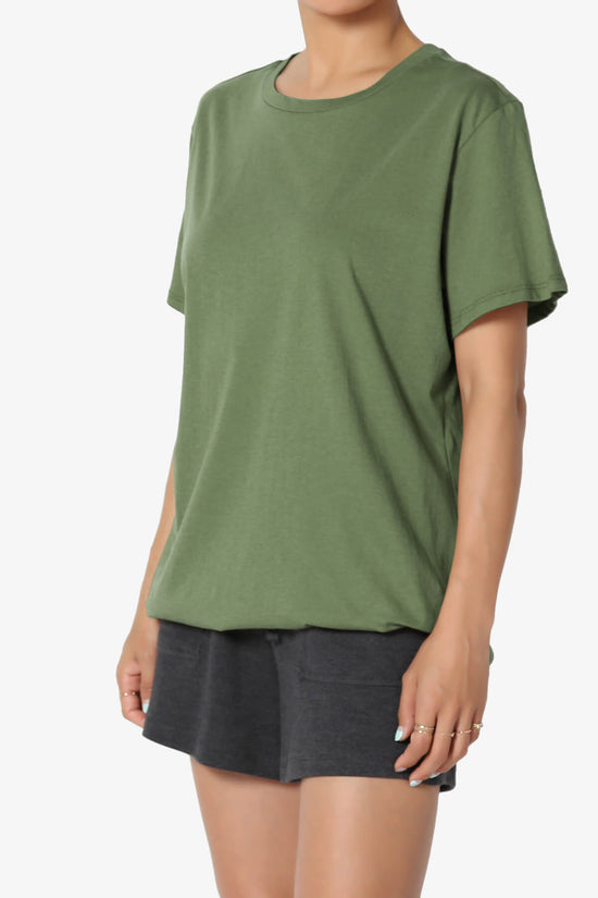 Load image into Gallery viewer, Mayra O Neck Cotton Boyfriend Tee ASH OLIVE_3
