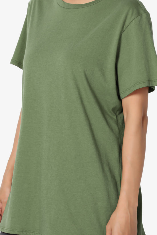Load image into Gallery viewer, Mayra O Neck Cotton Boyfriend Tee ASH OLIVE_5
