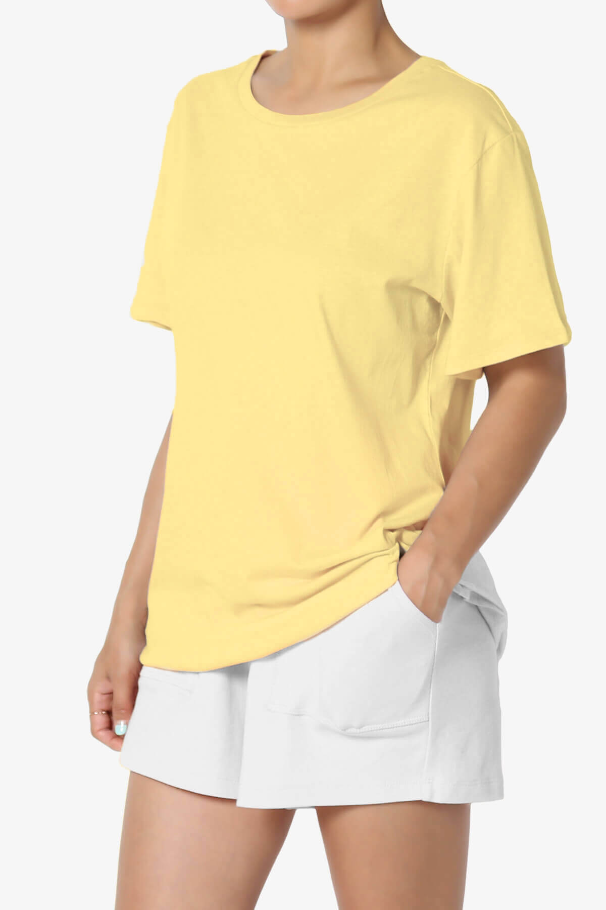 Mayra O Neck Cotton Boyfriend Tee BANANA_3